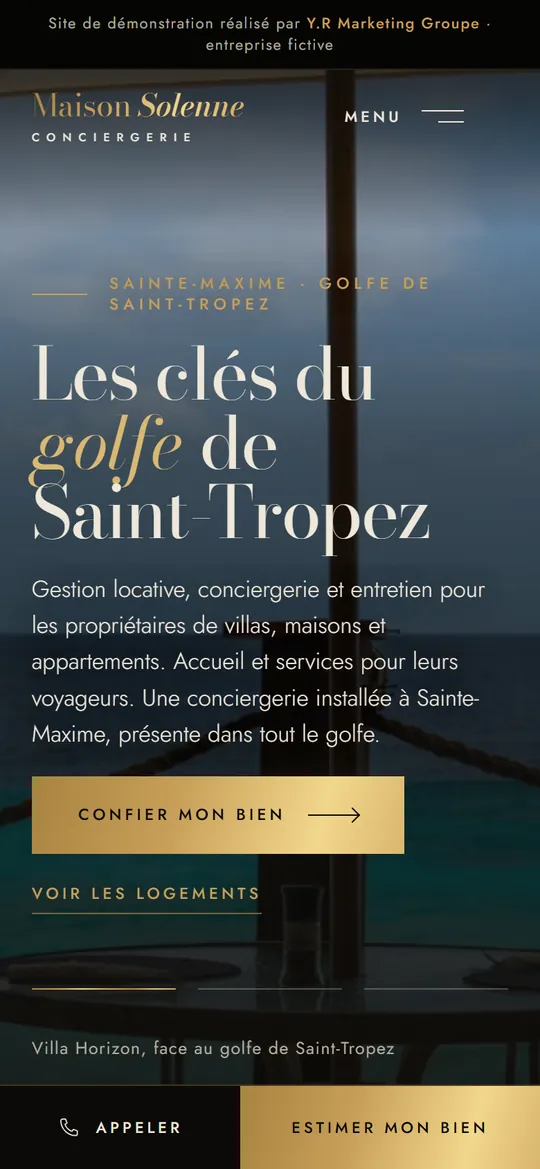 Le site Maison Solenne sur téléphone