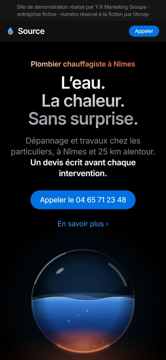 Le site Source sur téléphone