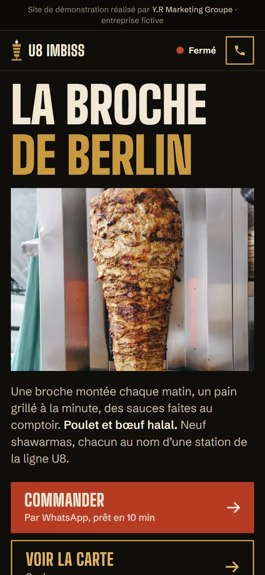 Le site U8 Imbiss sur téléphone