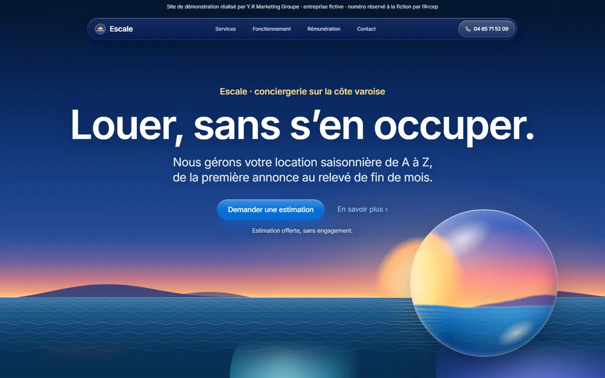 Accueil du site Escale sur ordinateur